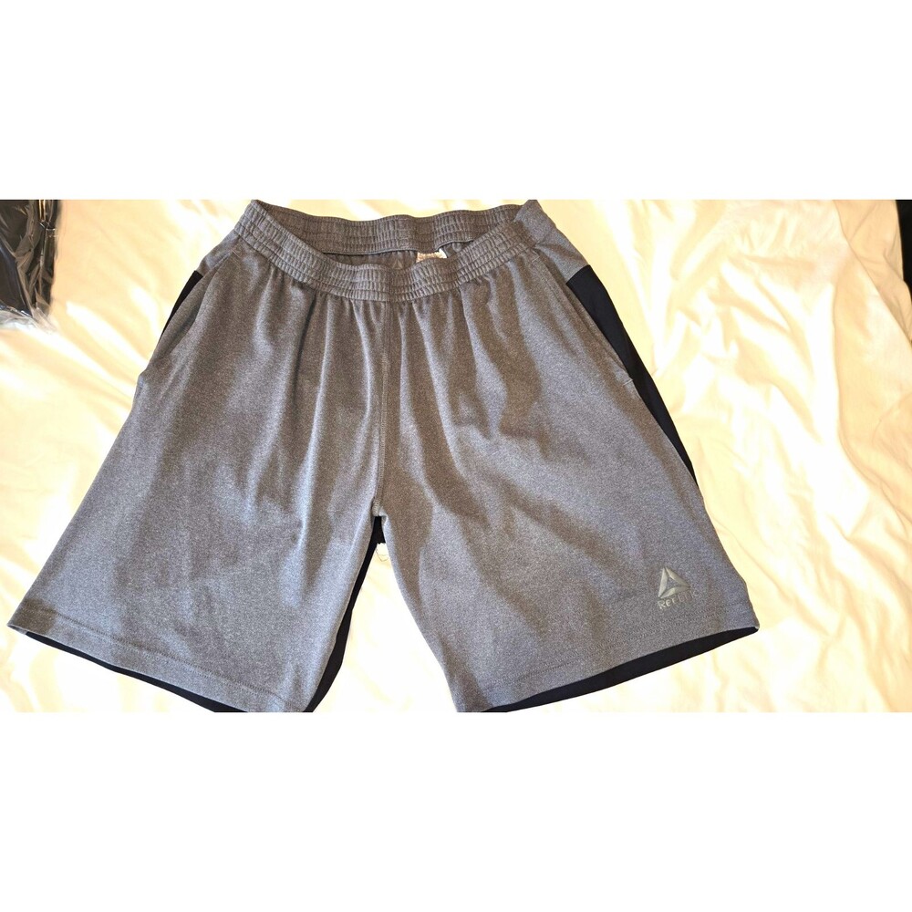 Reebok Men’s Athletic Colorblock Shorts M 9" Knit Elastic Gray Black